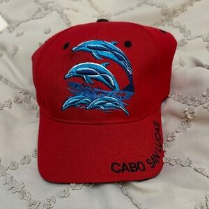 Kids Red Dolphin Swim Cap